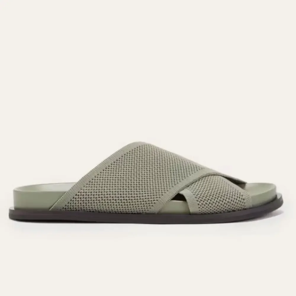 EVERLANE The ReKnit City Flatform Sandal Seagrass Green Crossover Strap 5 NEW - Picture 3 of 12